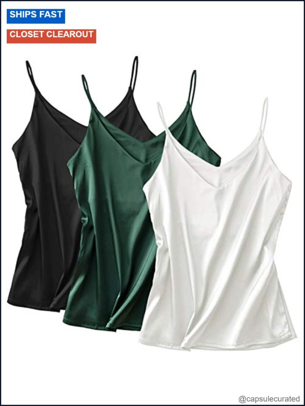 3 Pack Women's Silk V-Neck Camisole Tank Top Sleeveless Blouse